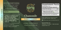 Herbal supplement label for chamomile with branding and ingredient information.